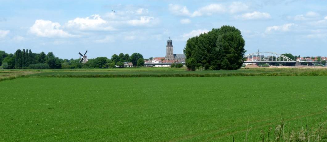 Deventer gezien vanaf de uiterwaarden
