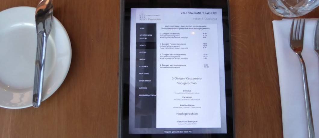 Het menu staat op de iPad
