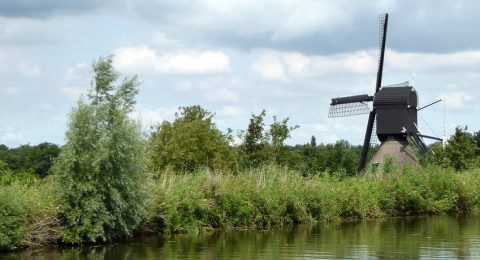 Molen bij het fietsen door het Groene Hart
