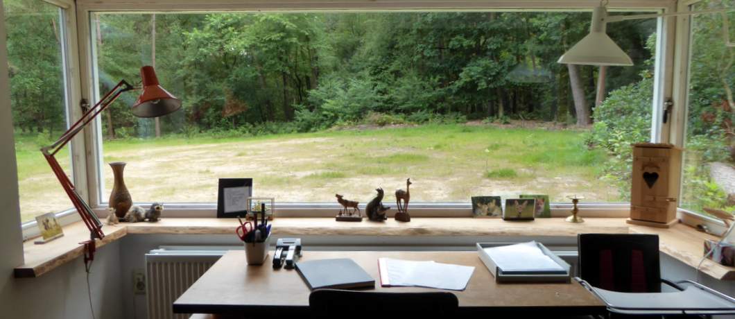 Werken met uitzicht op de tuin in De Witte Raaf