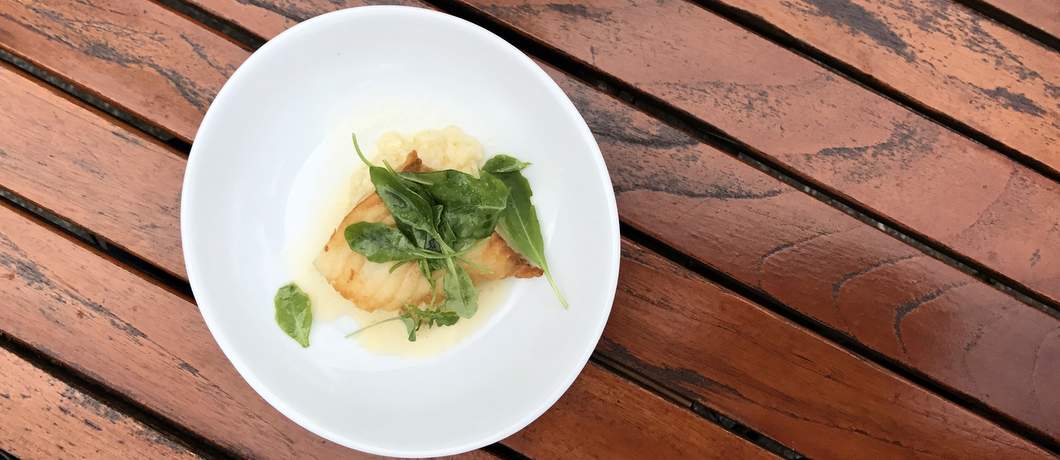 Tongflet met paddenstoelenrisotto bij restaurant Ross Lovell