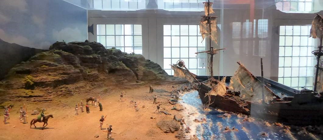 Maquette van de schipbreuk van Hendrick Hamel