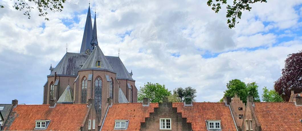 Pancrasiuskerk steekt uit boven 's-Heerenberg onderweg tijdens de wandeling in het Montferland
