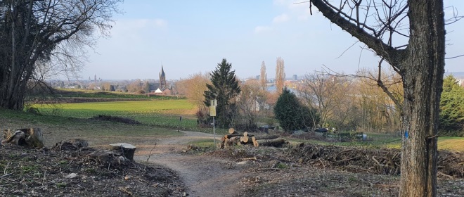 Vanaf de Pietersberg daal je af naar Maastricht, het einde van de route