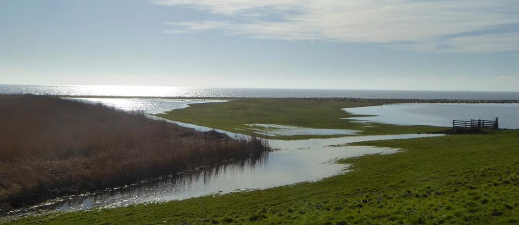 Uitzicht over het IJsselmeer vanaf het Rode klif tijdens het fietsen van de kliffenroute in Gaasterland