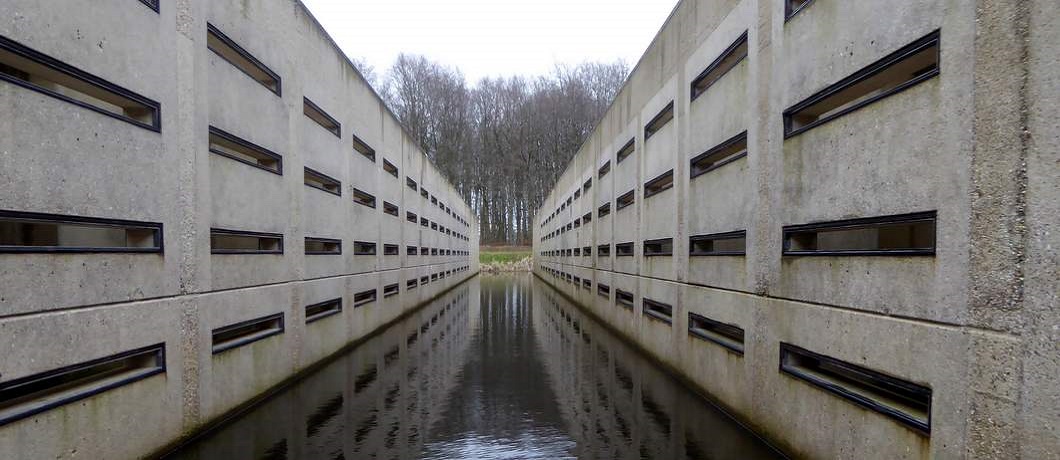 In de Deltagoot van het Waterloopbos kijken